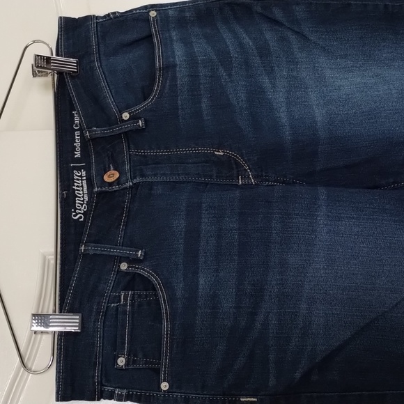 Signature Levi's Modern Capri denim jeans size 10 blue cuffed cropped short - Picture 3 of 12